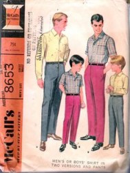 8653 67 MR BUTTON SS-LS SLEEVES, PANTS PATTERN MED 38,40